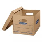 SmoothMove Classic Moving & Storage Boxes, Small, Half Slotted Container (HSC), 15" x 12" x 10", Brown Kraft/Blue, 10/Carton