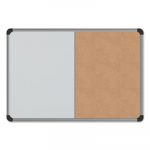 Cork/Dry Erase Board, Melamine, 24 x 18, Black/Gray Aluminum/Plastic Frame