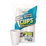 Large Foam Drink Cup, 16 oz, Hot/Cold, White, 20/Bag, 12 Bag/Carton