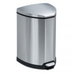 Step-On Waste Receptacle, Triangular, Stainless Steel, 4gal, Chrome/Black