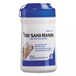 Sani-Hands ALC Instant Hand Sanitizing Wipes, 7.5x6, White, 135/Canister,12/Ctn