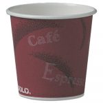 Polycoated Hot Paper Cups, 4 oz, Bistro Design, 50/Pack, 20 Pack/Carton
