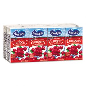 Aseptic Juice Boxes, Cranberry, 4.2oz, 40/Carton