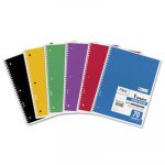 Spiral Notebook, 1 Subject, Wide/Legal Rule, Assorted Color Covers, 10.5 x 7.5, 70 Pages