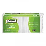 100% Recycled Lunch Napkins, 1-Ply, 11.4 x 12.5, White, 400/Pack
