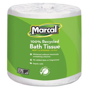 100% Recycled Two-Ply Bath Tissue, White, 330 Sheets/Roll, 48 Rolls/Carton