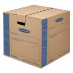 SmoothMove Prime Moving & Storage Boxes, Medium, Regular Slotted Container (RSC), 18" x 18" x 16", Brown Kraft/Blue, 8/Carton