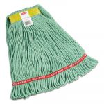 Web Foot Wet Mops, Cotton/Synthetic, Green, Small, 1"Yellow Headband,6/Carton