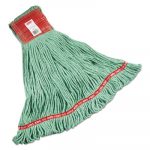 Web Foot Wet Mops, Cotton/Synthetic, Green, Large, 5-in. Red Headband,  6/Carton