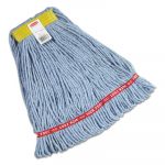 Web Foot Wet Mops, Cotton/Synthetic, Blue, Small, 1" Yellow Headband, 6/Carton