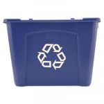 Stacking Recycle Bin, Rectangular, Polyethylene, 14gal, Blue