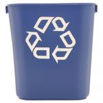 Small Deskside Recycling Container, Rectangular, Plastic, 13.625qt, Blue