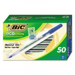Ecolutions Round Stic Stick Ballpoint Pen, 1mm, Blue Ink, Clear Barrel, 50/Pack