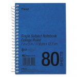 DuraPress Cover Notebook, 1 Subject, Medium/College Rule, Blue Cover, 7 x 5, 80 Pages