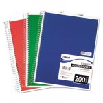 Spiral Notebook, 5 Subjects, Medium/College Rule, Assorted Color Covers, 11 x 8, 200 Pages