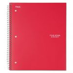 Wirebound Notebook, 1 Subject, Medium/College Rule, Red Cover, 11 x 8.5, 100 Pages