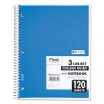 Spiral Notebook, 3 Subjects, Medium/College Rule, Assorted Color Covers, 11 x 8, 120 Pages