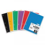 Spiral Notebook, 1 Subject, Medium/College Rule, Assorted Color Covers, 10.5 x 7.5, 70 Pages