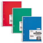 Spiral Notebook, 5 Subjects, Medium/College Rule, Assorted Color Covers, 10.5 x 8, 180 Pages