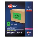 High-Visibility ID Labels, Laser Printers, 5.5 x 8.5, Neon Green, 2/Sheet, 100 Sheets/Box