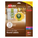 Round Print-to-the Edge Labels, Inkjet/Laser Printers, 2" dia., Glossy White, 12/Sheet, 10 Sheets/Pack