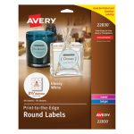 Round Print-to-the Edge Labels, Inkjet/Laser Printers, 2.5" dia., White, 9/Sheet, 10 Sheets/Pack