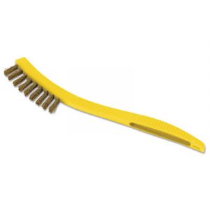 Metal-Fill Wire Scratch Brush, 8 1/2" Yellow Plastic Handle, Dozen