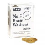 Washers for Two-Piece Paper Fasteners, 1/2" Cap, 1 1/4" Diameter, Gold, 100/Box