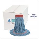 Super Loop Wet Mop Head, Cotton/Synthetic, Large Size, Blue, 12/Carton