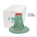 Super Loop Wet Mop Head, Cotton/Synthetic, Large Size, Green, 12/Carton