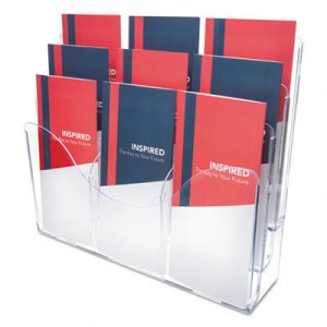 3-Tier Document Organizer w/6 Removable Dividers, 14w x 3.5d x 11.5h, Clear