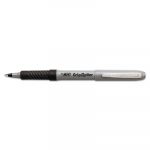 Roller Glide Roller Ball Pen, Fine 0.7mm, Black Ink, Gray Barrel, Dozen