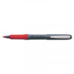 Roller Glide Roller Ball Pen, Micro-Fine 0.5mm, Red Ink, Gray Barrel, Dozen