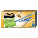 Round Stic Xtra Life Stick Ballpoint Pen, 1mm, Blue Ink, Translucent Blue Barrel, Dozen