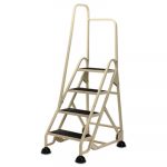 Stop-Step Ladder, 66.25" Working Height, 300 lbs Capacity, 4 Step, Beige