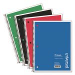 Wirebound Notebook, 1 Subject, Wide/Legal Rule, Assorted Color Covers, 10.5 x 8, 70 Pages, 4/Pack