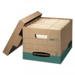 R-KIVE Storage Box, Letter/Legal, Locking Lift-off Lid, Kraft/Green, 12/Carton