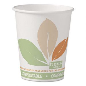 Bare by Solo Eco-Forward PLA Paper Hot Cups, 10 oz, Leaf Design, 50/Pack