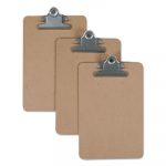 Hardboard Clipboard, 3/4" Capacity, 5 x 8 Sheets, Brown, 3/Pack