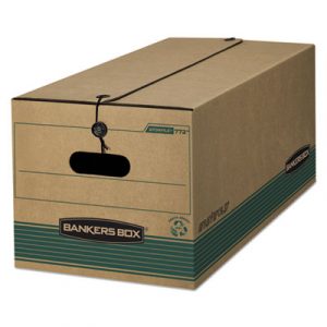 STOR/FILE Extra Strength Storage Box, Legal, String/Button, Kraft/Green, 12/CT