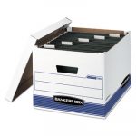 HANG'N'STOR Storage Box, Legal/Letter, Lift-off Lid, White/Blue, 4/Carton
