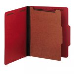 Bright Colored Pressboard Classification Folders, 1 Divider, Letter Size, Ruby Red, 10/Box