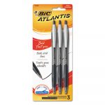 Atlantis Bold Retractable Ballpoint Pen, Bold 1.6mm, Black Ink/Barrel, 3/Pack