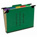 Hanging Style Personnel Folders, 1/3-Cut Tabs, Center Position, Letter Size, Green