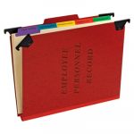 Hanging Style Personnel Folders, 1/3-Cut Tabs, Center Position, Letter Size, Red