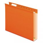 Extra Capacity Reinforced Hanging File Folders with Box Bottom, Letter Size, 1/5-Cut Tab, Orange, 25/Box