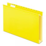Extra Capacity Reinforced Hanging File Folders with Box Bottom, Legal Size, 1/5-Cut Tab, Yellow, 25/Box