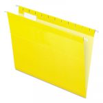 Colored Reinforced Hanging Folders, Letter Size, 1/5-Cut Tab, Yellow, 25/Box