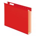 Extra Capacity Reinforced Hanging File Folders with Box Bottom, Letter Size, 1/5-Cut Tab, Red, 25/Box