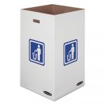 Waste and Recycling Bin, 50 gal, 18" x 18" x 36 3/8", White, 10/Carton